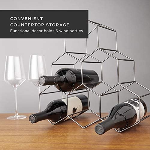 Viski Geo Countertop Wine Rack - 6 Bottle Capacity Gunmetal Black
