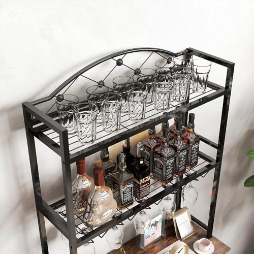 VOXIV 3-Tier Freestanding Wine Rack with Glass Holder