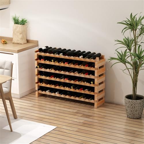 6 Tier Pine Wood Wine Rack 72 Bottles Storage Organizer