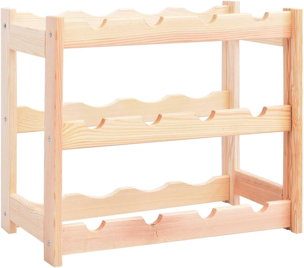 ZQQLVOO Solid Pinewood Wine Rack for 12 Bottles