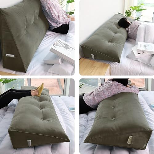 WOWMAX Velvet Bed Wedge Pillow California King 71x8x20 Inches Beige-Gray