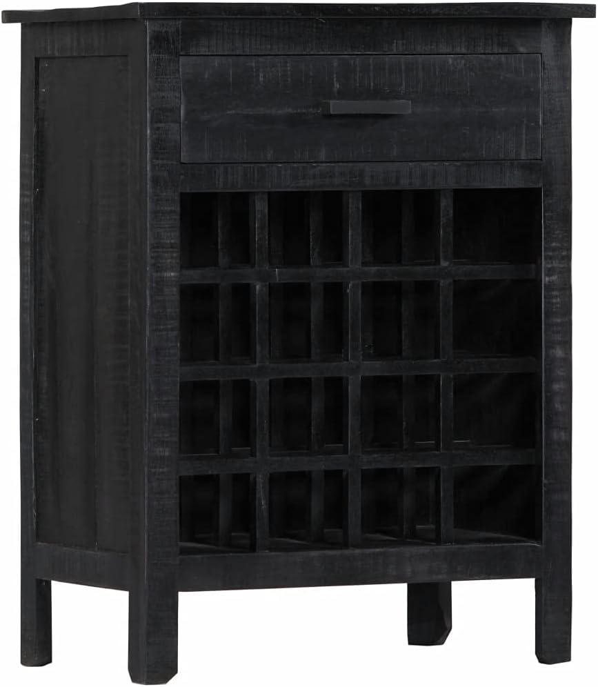 Priority Delivery Wine Rack - 16 Bottle Storage Solid Mango Wood Black