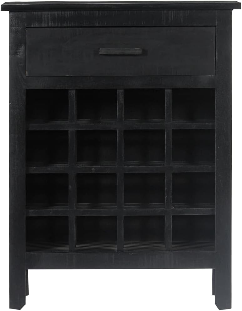 Priority Delivery Wine Rack - 16 Bottle Storage Solid Mango Wood Black