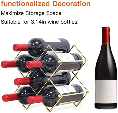 Yimerlen Tabletop Wine Rack 6 Bottle Capacity Gold Finish