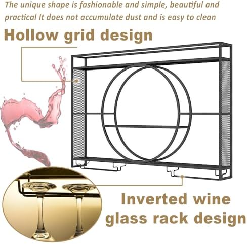 Modern Wall-Mounted Wine Rack with LED Lighting and Glass Holder
