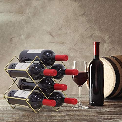 Yimerlen Tabletop Wine Rack 6 Bottle Capacity Gold Finish