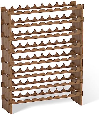 Domax 8 Tier Freestanding Wine Rack - 72 Bottle Capacity Bamboo Storage