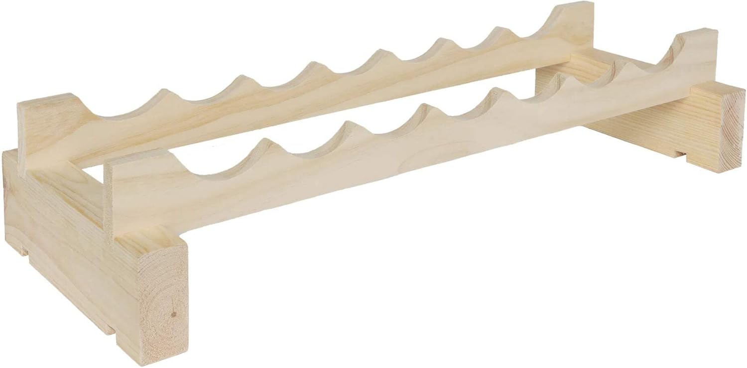 7 Bottle Wide Wine Rack Natural Pine