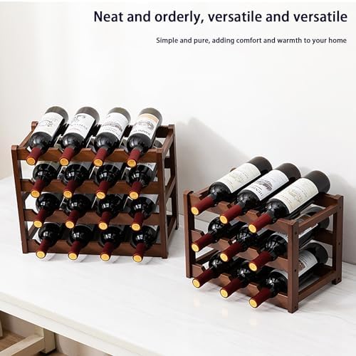JSWHYBD Bamboo Wine Rack 15-Bottle Freestanding Storage