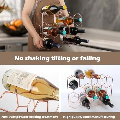 Rose Gold Wine Rack - 14 Bottles 3 Tier No Assembly Required
