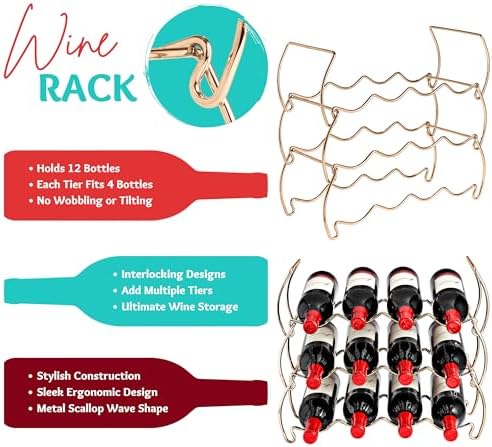 Sorbus 6-Tier Copper Wine Rack - 24 Bottle Storage