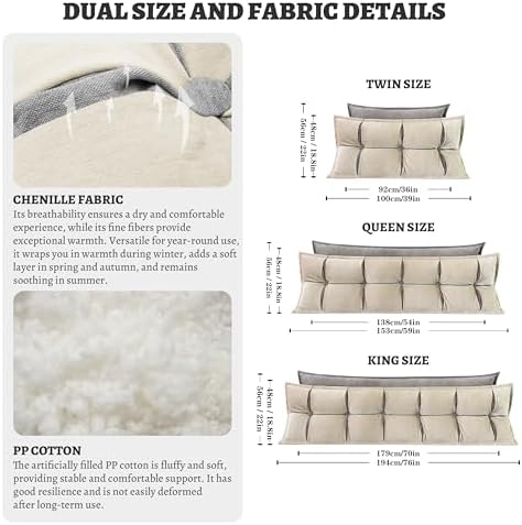 Johnear Headboard Backrest Set of 2 Chenille Throw Pillows 1