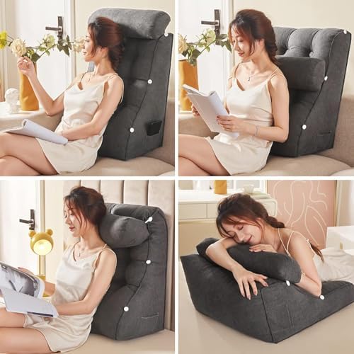 COZMAX Velvet Triangle Reading Pillow for Bed and Sofa