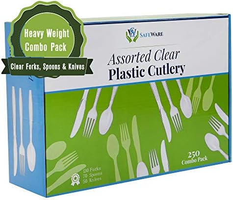 SafeWare 250 Count Clear Plastic Cutlery Combo Pack