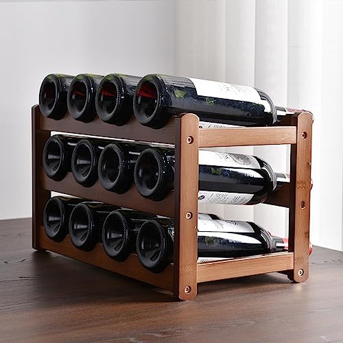 OWKAY Vintage Wooden Wine Rack 3 Tiers