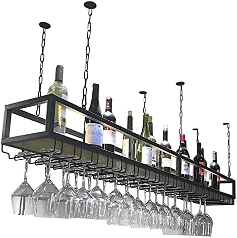 ALDEPO Adjustable Height Metal Wine Rack with Glass Holder