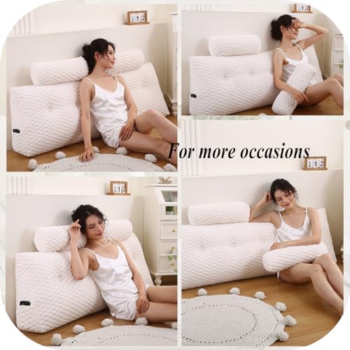 Gpround Wedge Headboard Pillow Set with 2 Roll Pillows