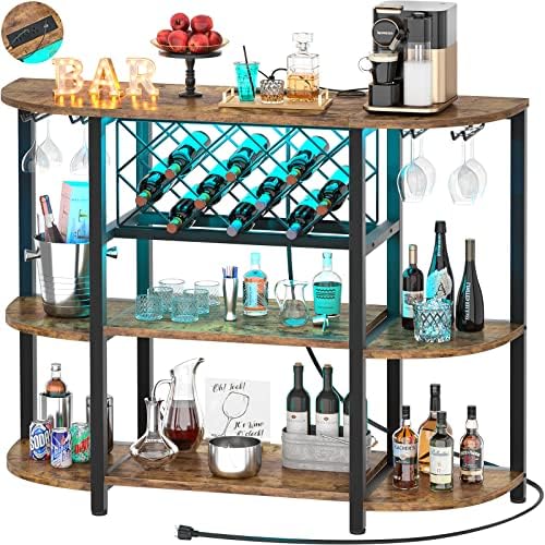 Unikito Freestanding Wine Rack Table with USB and LED Light