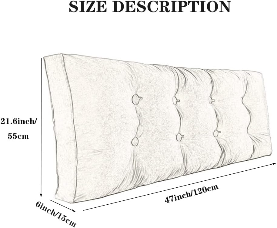 ZZYK Rectangular Pillow - Detachable Fleece Headboard Sitting Pillow for Pregnancy and Relaxing