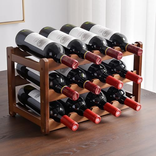 4 Tier Wooden Wine Rack 16 Bottles Freestanding