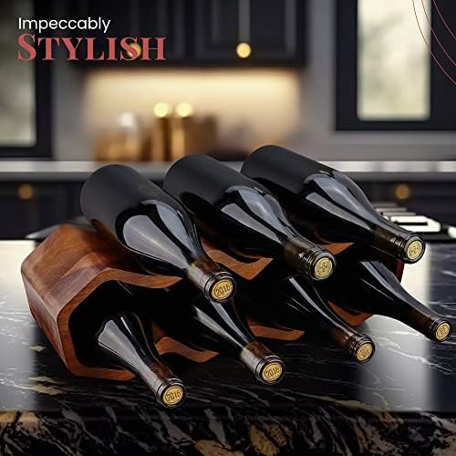 Gusto Nostro Acacia Wood Wine Rack 7 Bottle 2 Tier
