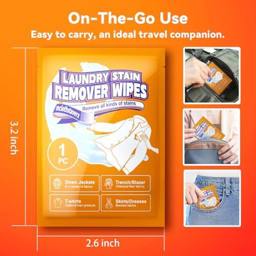 MIUMONE Stain Remover Wet Wipes 20 Count Travel Size 1