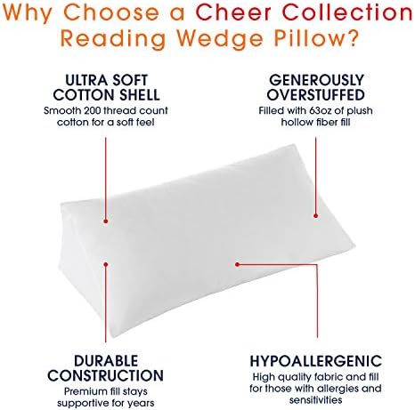 Cheer Collection Plush Wedge Pillow for Reading and Sleep Elevation
