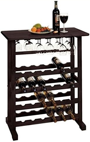 Pemberly Row Dark Espresso Solid Wood Wine Rack