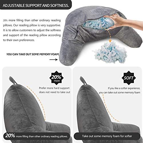 Reading Pillow with Velvet Cover and Memory Foam Support