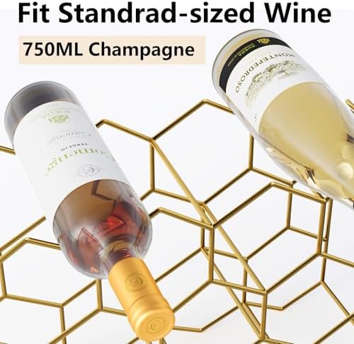Urban Deco 14-Bottle Wine Rack - Gold Wire Inserts No Assembly Required