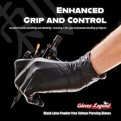 Gloves Legend Black Latex Powder Free Disposable Gloves - Large Size 100Box