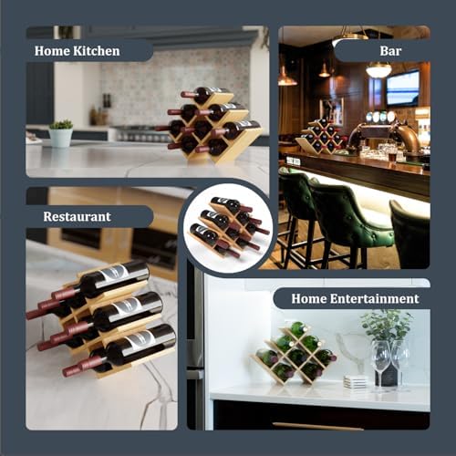Wine Stack 8 Bottle Bamboo Wine Rack - Modern Lattice Design