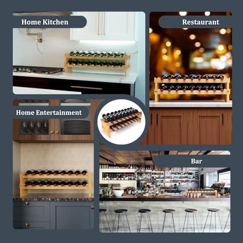 18 Bottle Bamboo Stackable Wine Rack No Tools