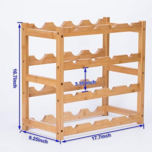 FOSTERSOURCE 4-Tier Bamboo Wine Rack 16-Bottle Holder
