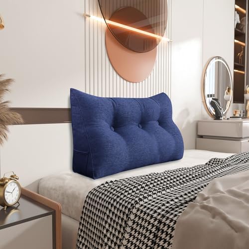 Wedge Pillow for Bed Reading and Back Support Blue Twin