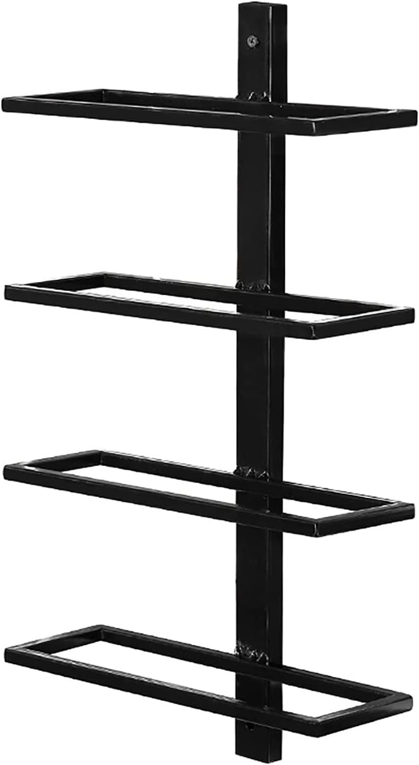 ALDEPO Wall-Mounted Wine Rack 4-Bottle Rustic Metal Holder