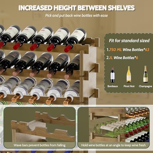 Bamboo 8-Tier Freestanding Wine Rack with Deer Stopper