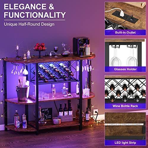 Unikito Freestanding Wine Rack Table with USB and LED Light