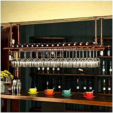 Suuim Hanging Wine Rack with Glass Holder and Shelf