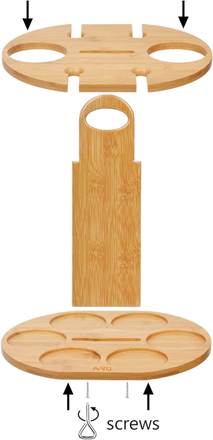 Tirrinia Bamboo Wine Rack 2 Bottles 4 Glasses