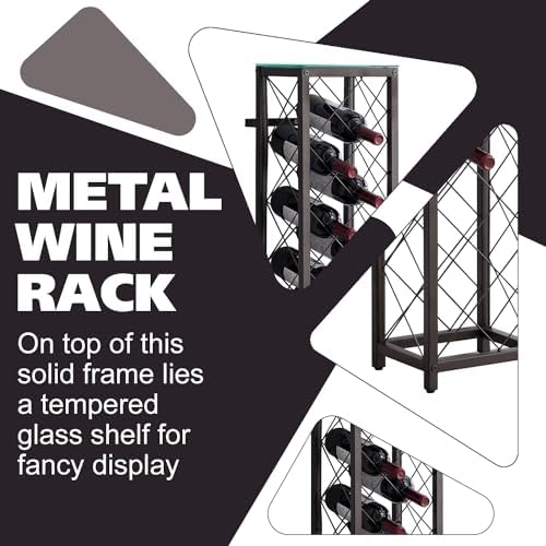Kings Brand Narenda Freestanding Wine Rack - Pewter 13 Bottles