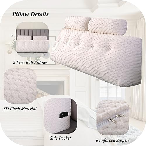 Gpround Wedge Headboard Pillow Set with 2 Roll Pillows