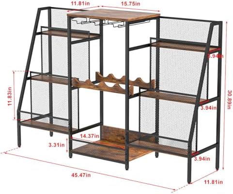 Hayexiha 6-Tier Bar Cabinet with Glass Holder and Wine Table 1