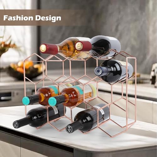 Rose Gold Wine Rack - 14 Bottles 3 Tier No Assembly Required
