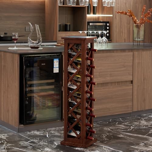 Freestanding Wine Rack in Checkered Design for 10 Bottles