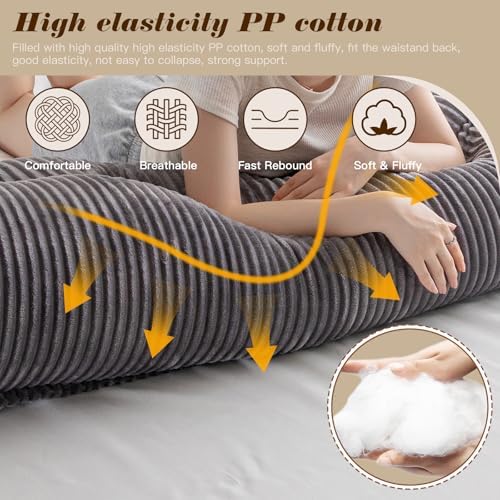 Activance Large Triangular Headboard Pillow with Removable Cover Grey