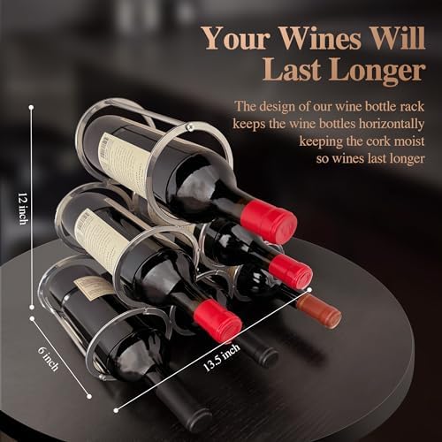 Lilys Home Countertop Wine Rack - 6 Bottle Holder Freestanding Elegant Kitchen Storage
