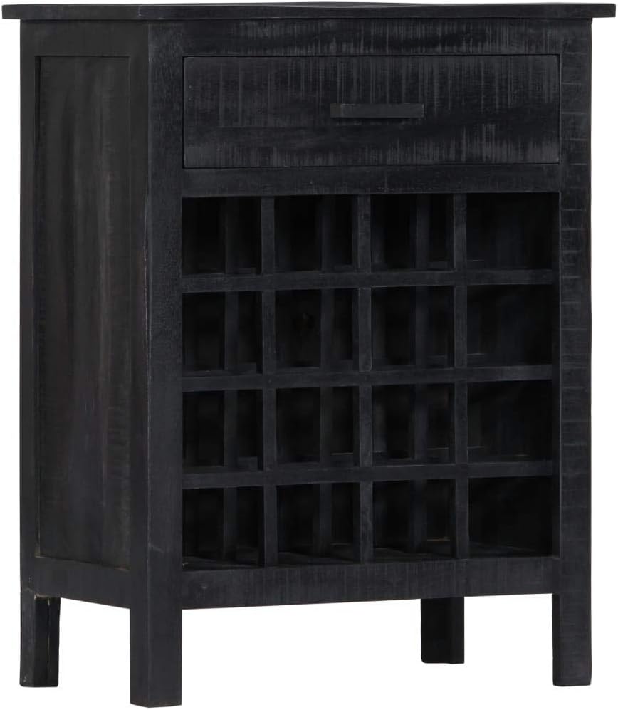 Priority Delivery Wine Rack - 16 Bottle Storage Solid Mango Wood Black