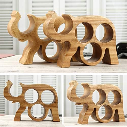 WAYUTO 4-Bottle Wooden Elephant Wine Rack Organizer Stand