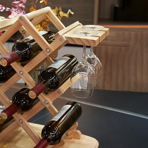 Solid Wood Wine Rack with 6 Bottle Capacity